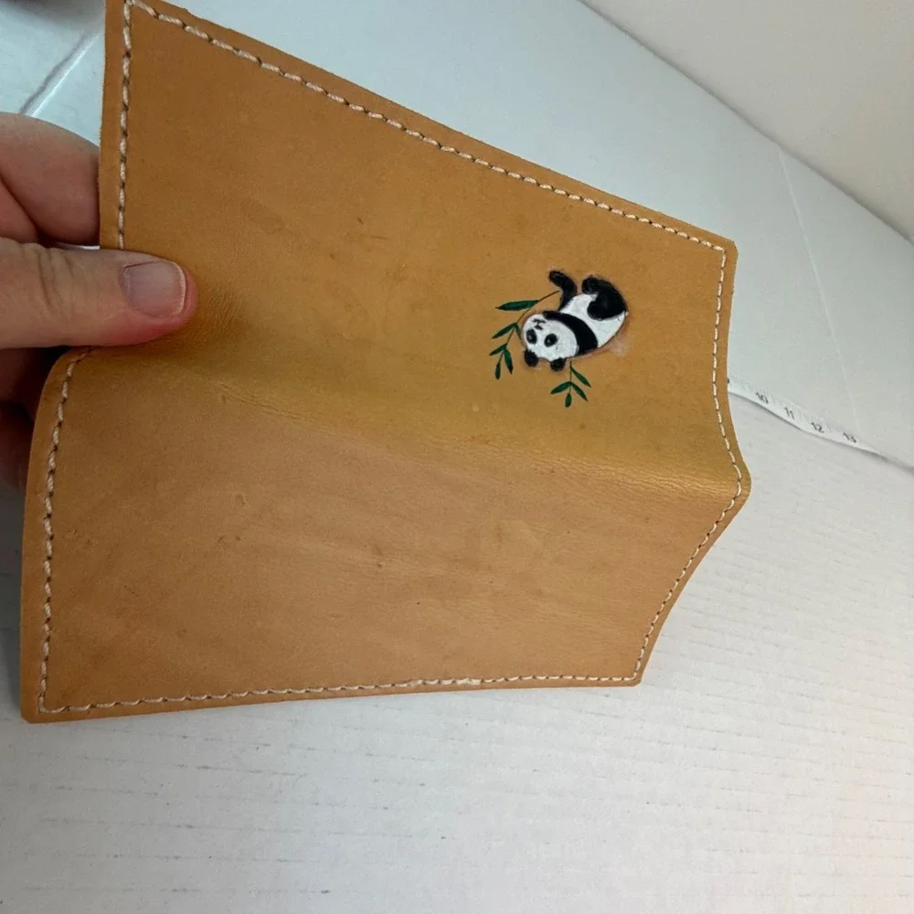 Vintage Hand Tooled Leather‎ Panda Logo Bi-Fold Money Trucker Wallet